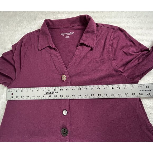 Soft Surroundings Womens XL 3/4 Sleeve Button Down Tunic Top Shirt Purple Artsy - Picture 6 of 7